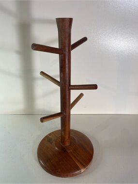 Hearth & Hand Magnolia Acacia Wooden 6 Mug Tree Rack Stand 15” Height